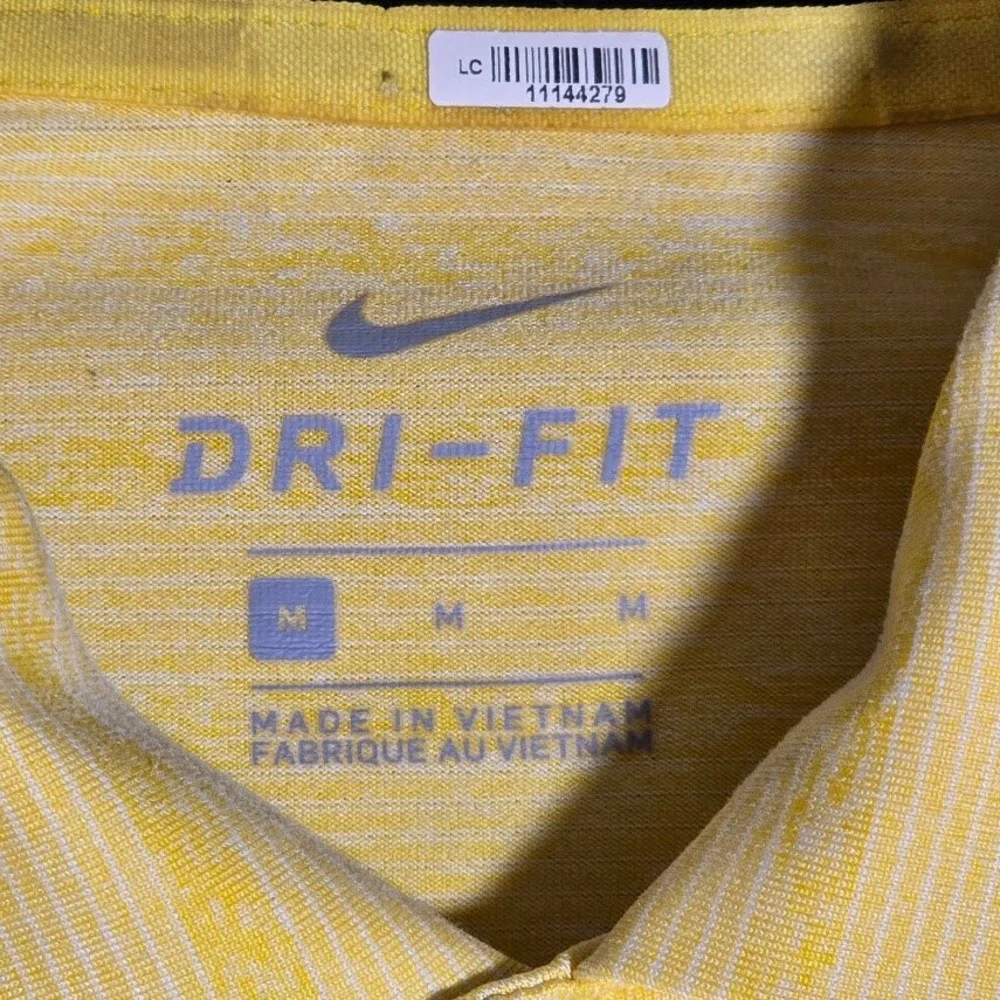 Nike Dri-FIT Polo Shirt Mens M Yellow Striped The Blarney Golf Performance 994
